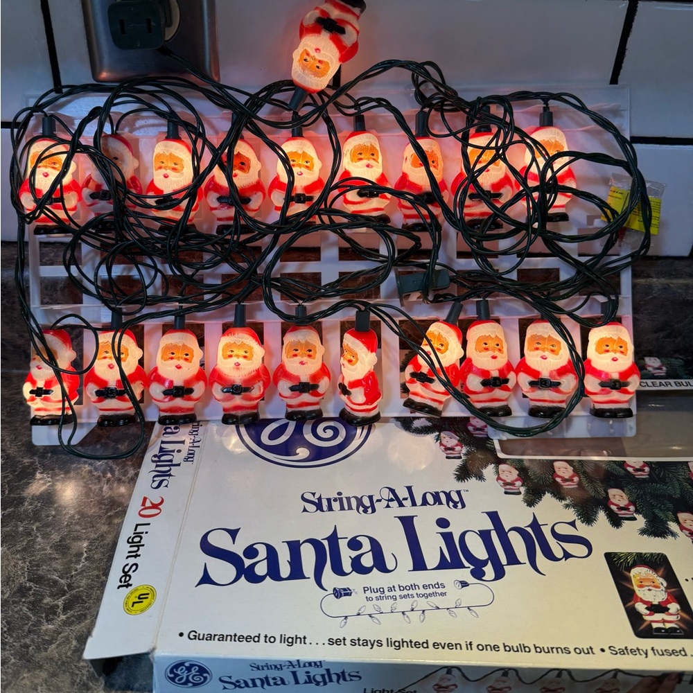 GE Santa String Lights - Festive Red and White Holiday Decor